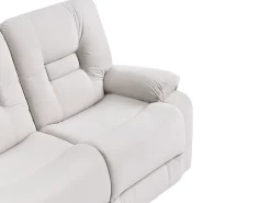Divano reclinabile elettrico 3 posti BERGEN Velluto Beige chiaro con porta USB