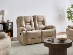 Divano reclinabile manuale 2 posti BERGEN Tessuto Beige