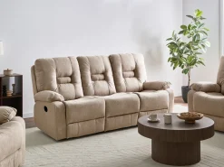 Divano reclinabile manuale 3 posti BERGEN Tessuto Beige