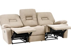 Divano reclinabile manuale 3 posti BERGEN Tessuto Beige