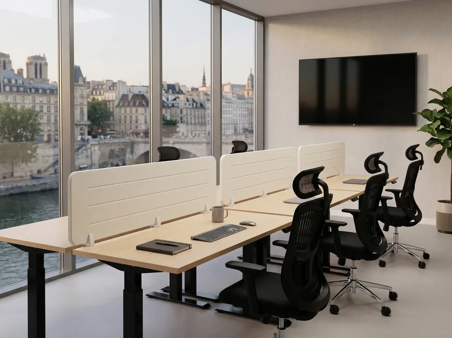 Divisorio da scrivania ZIGGY 180 x 40 cm Beige chiaro