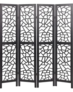 Divisorio per ambienti a 4 pannelli PIANLARGO Nero 163 cm 170 cm