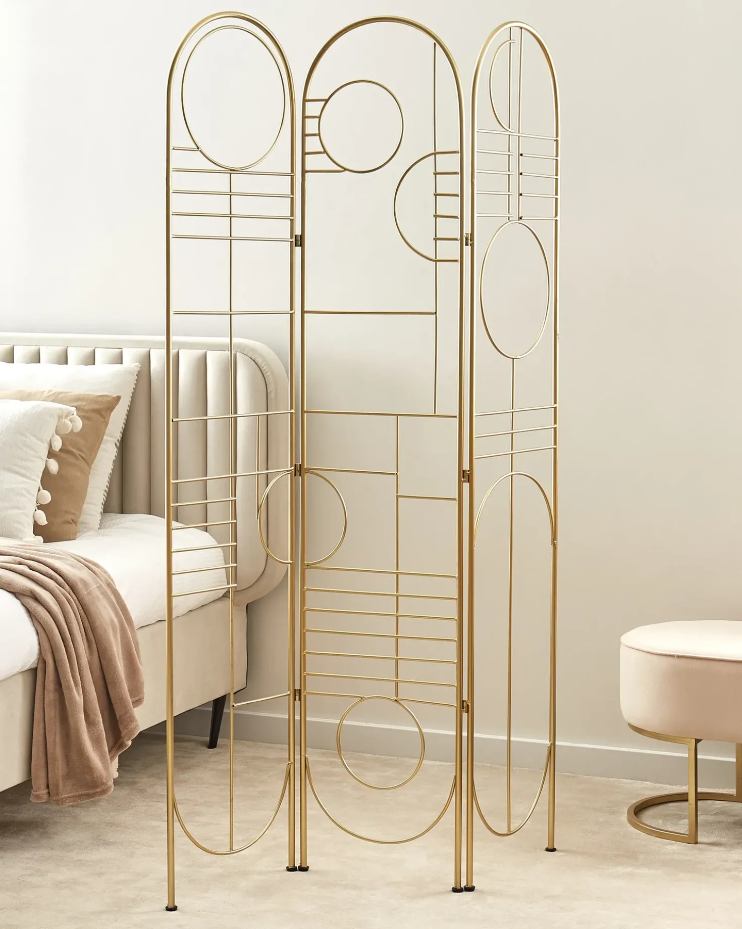 Divisorio per ambienti a 3 pannelli TURANIA Oro 100 cm 170 cm