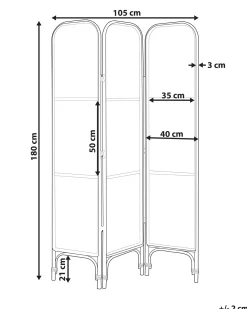 Divisorio per ambienti a 3 pannelli POTENZA Marrone chiaro 105 cm 180 cm