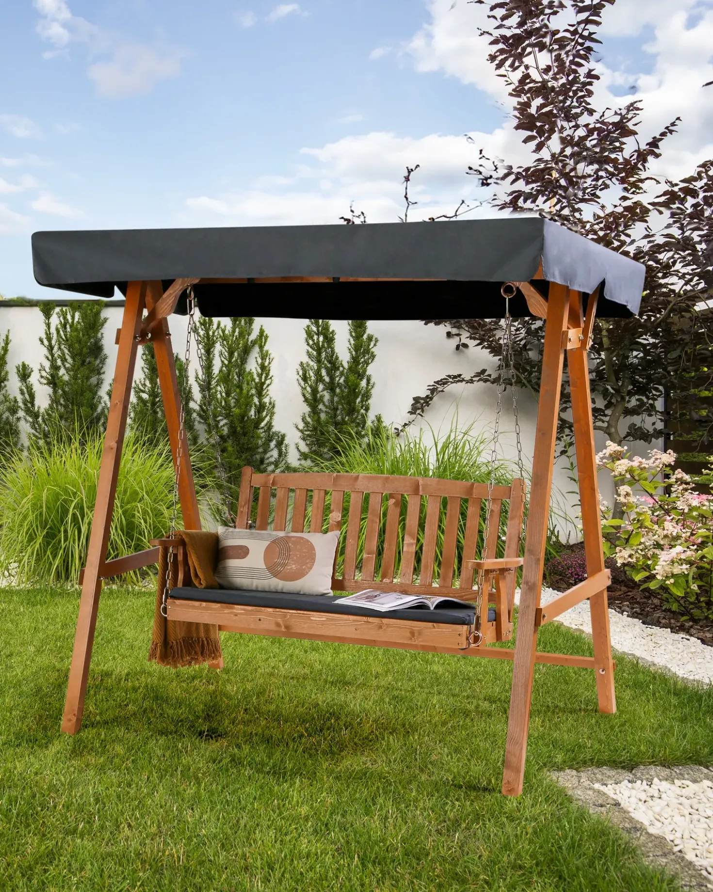 Dondolo da giardino FIBBIALLA Legno di abete Marrone