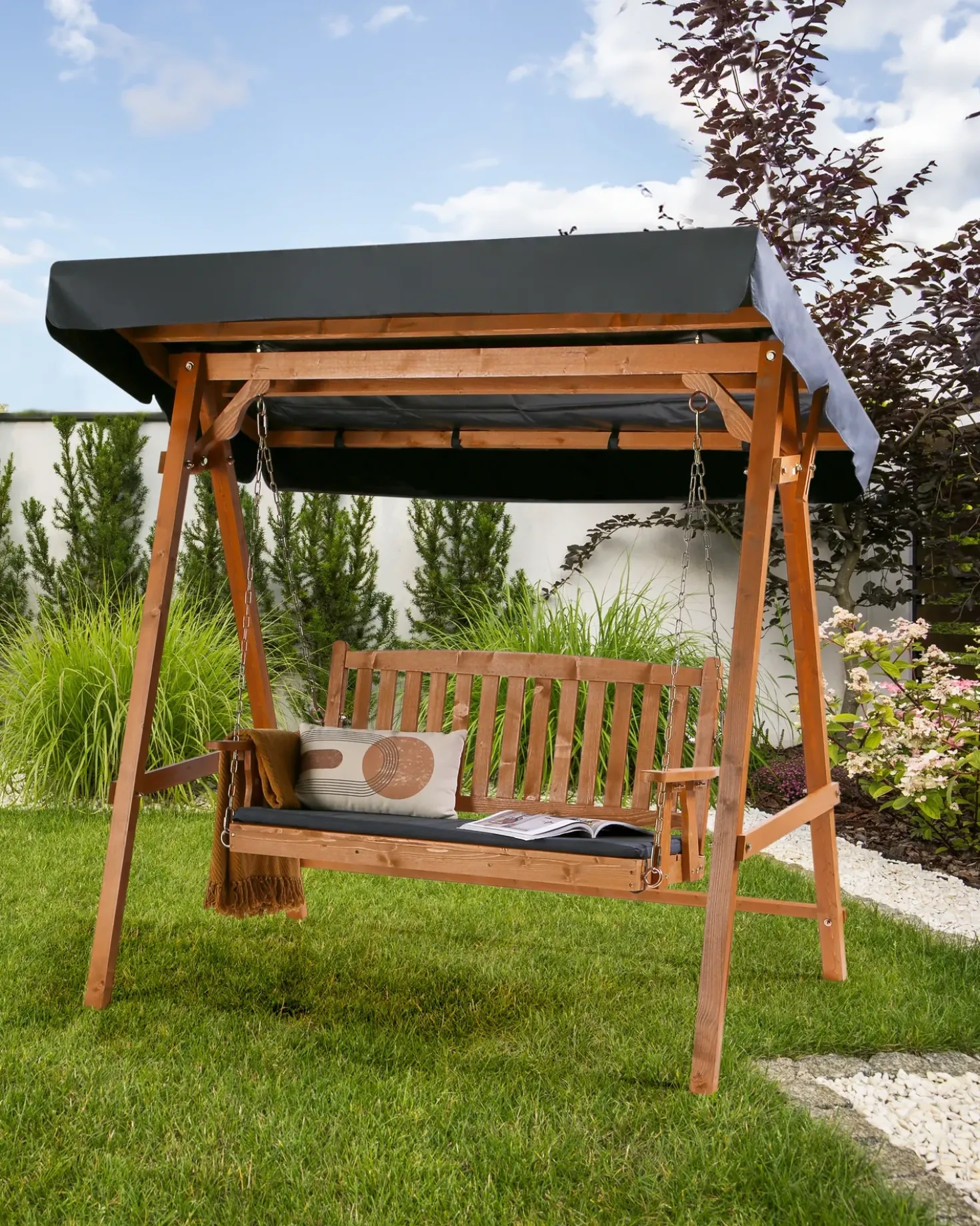 Dondolo da giardino FIBBIALLA Legno di abete Marrone