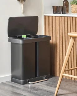 Doppio cestino per i rifiuti 60 L ECOSORT Metallo Nero