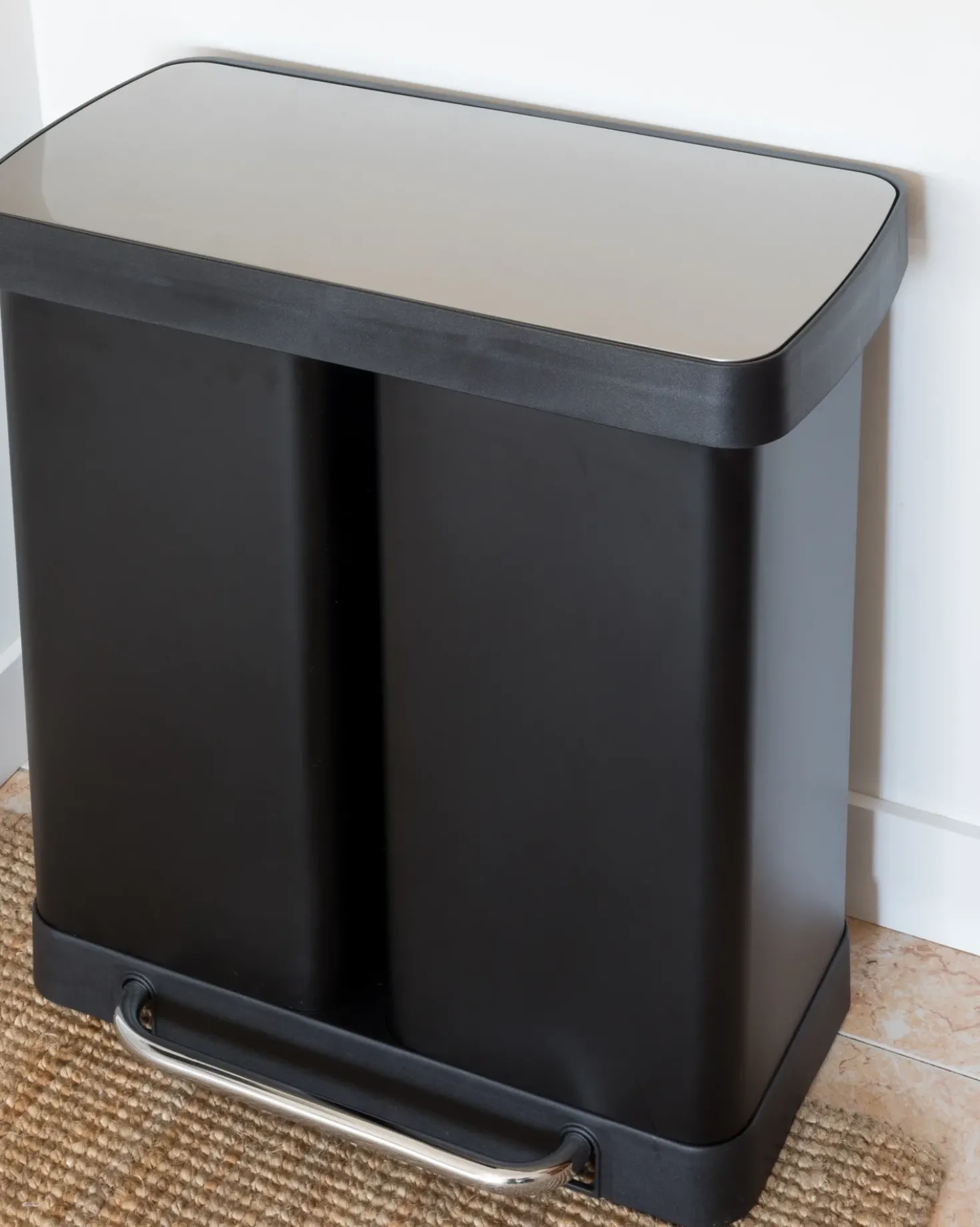 Doppio cestino per i rifiuti 60 L ECOSORT Metallo Nero