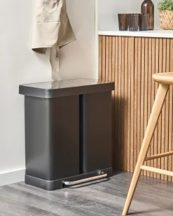 Doppio cestino per i rifiuti 60 L ECOSORT Metallo Nero
