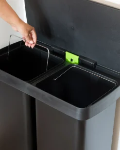 Doppio cestino per i rifiuti 60 L ECOSORT Metallo Nero