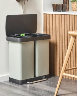 Doppio cestino per i rifiuti 60 L ECOSORT Metallo Verde chiaro