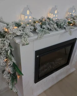 Festone natalizio innevato LED SUNDO 180 cm Bianco