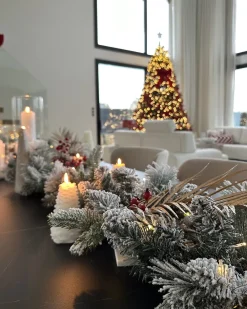 Festone natalizio innevato LED WHITEHORN 180 cm Bianco
