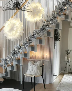 Festone natalizio innevato LED SUNDO 270 cm Bianco