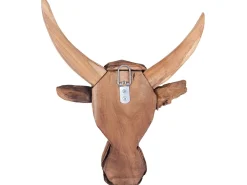 Figura da parete Toro BULL HEAD Legno di teak 34 cm Marrone