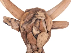 Figura da parete Toro BULL HEAD Legno di teak 34 cm Marrone