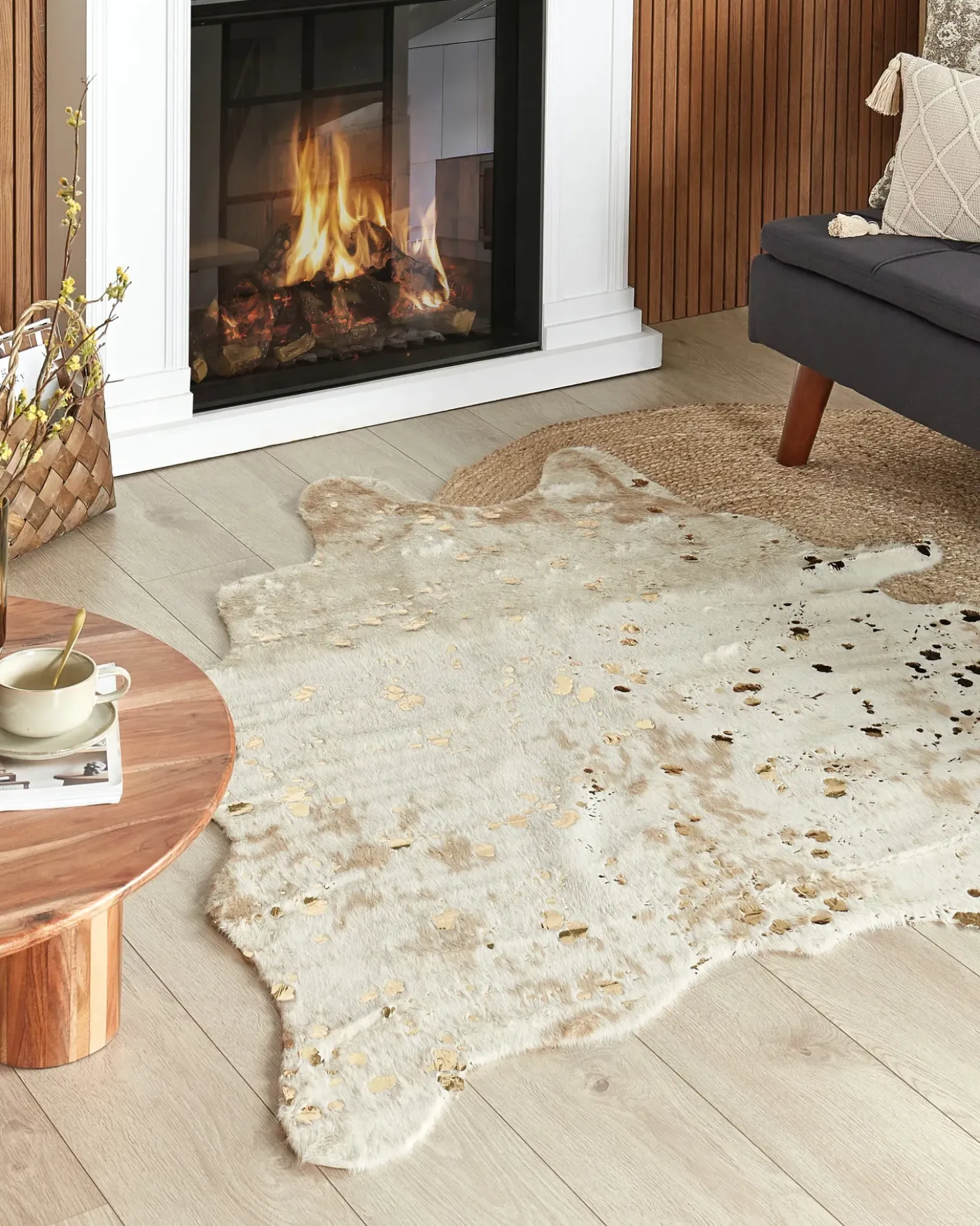 Finta pelle di mucca BOGONG Beige chiaro 130 x 170 cm