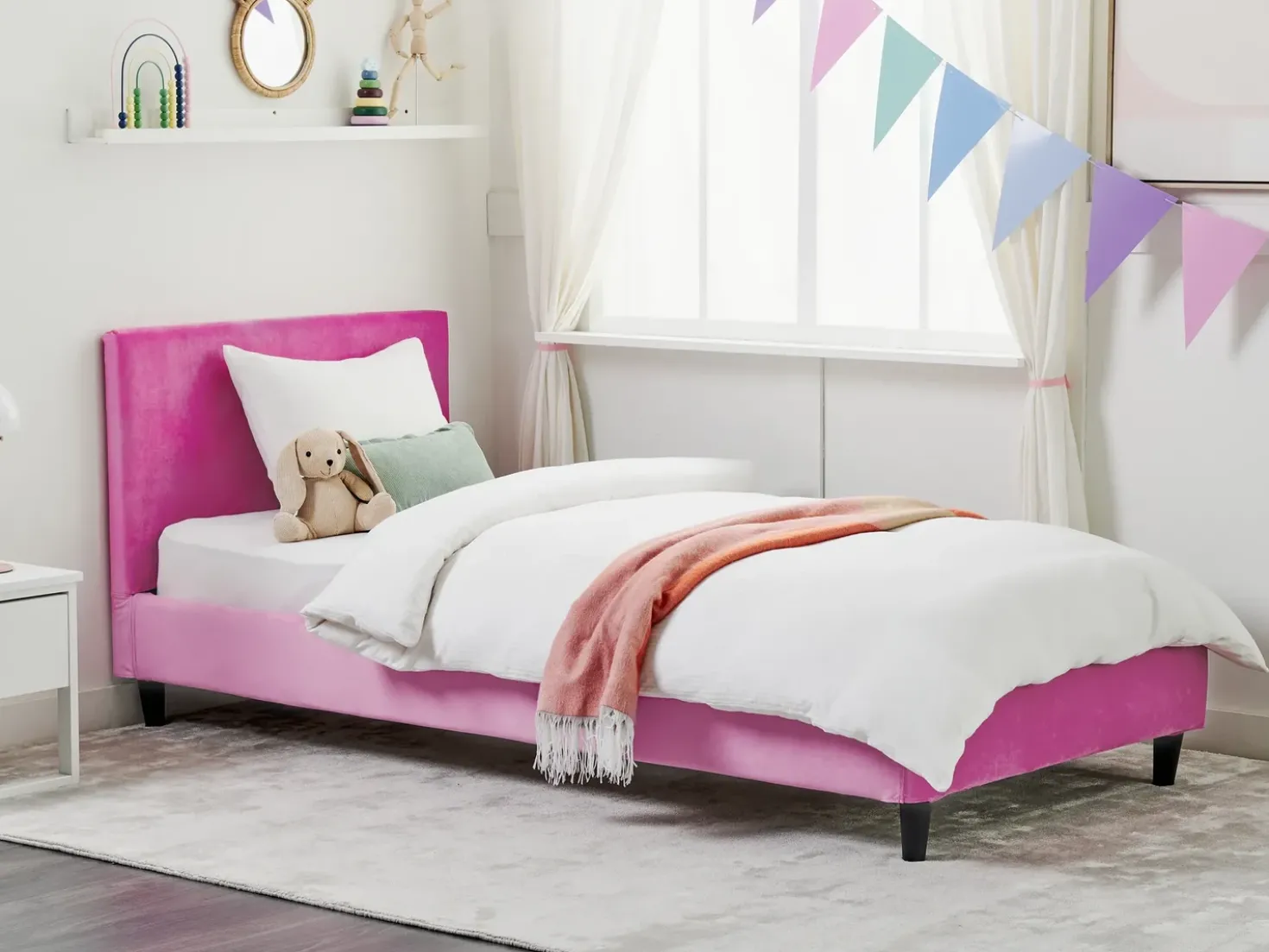 Fodera per struttura letto Velluto FITOU 90 x 200 cm Fucsia
