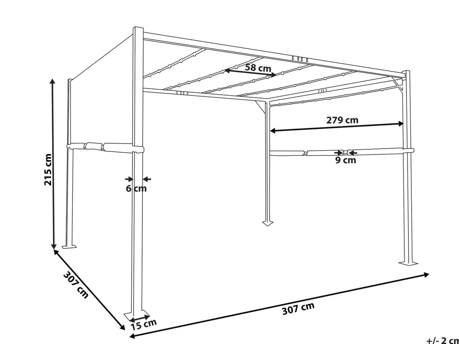 Gazebo LED PARGA Metallo 310 cm 310 cm Marrone
