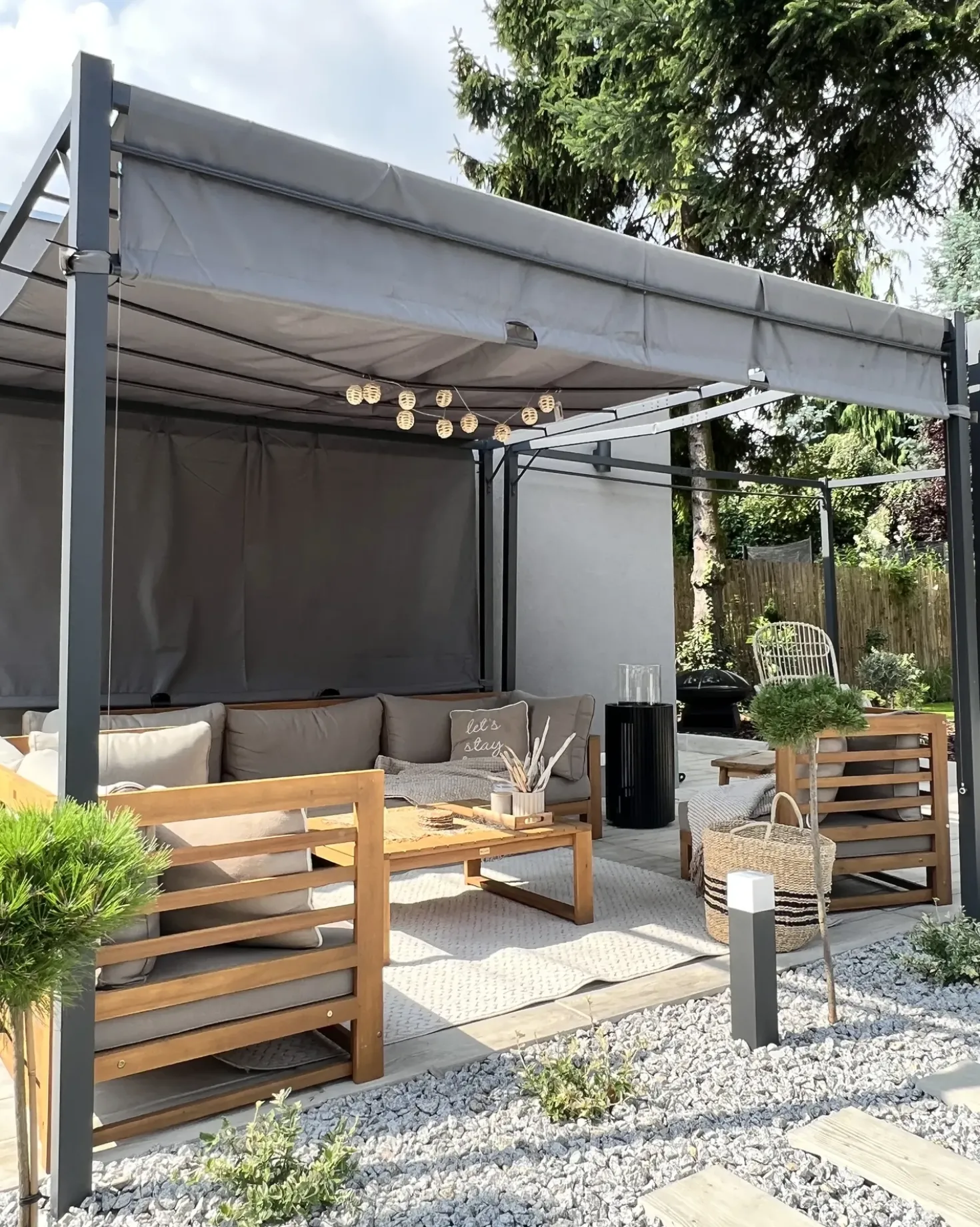 Gazebo LED PARGA Metallo 310 cm 310 cm Grigio scuro