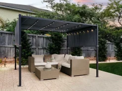 Gazebo LED PARGA Metallo 310 cm 310 cm Grigio scuro