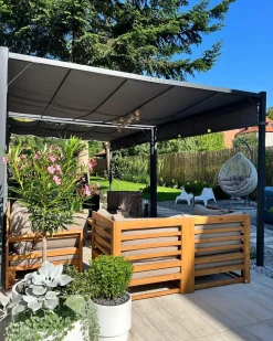Gazebo LED PARGA Metallo 310 cm 310 cm Grigio scuro