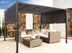 Gazebo LED PARGA Metallo 310 cm 310 cm Grigio scuro