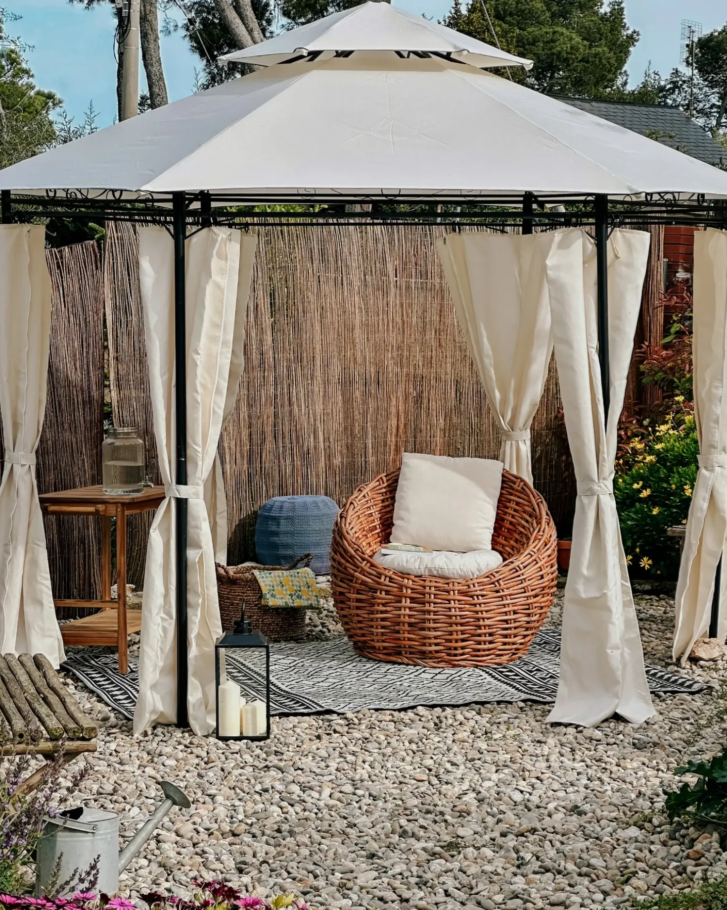 Gazebo PORTEL Metallo 350 cm 350 cm Beige