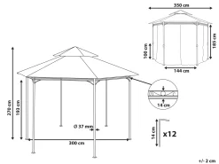 Gazebo PORTEL Metallo 350 cm 350 cm Beige