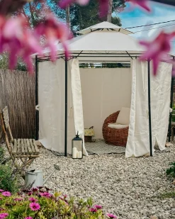 Gazebo PORTEL Metallo 350 cm 350 cm Beige
