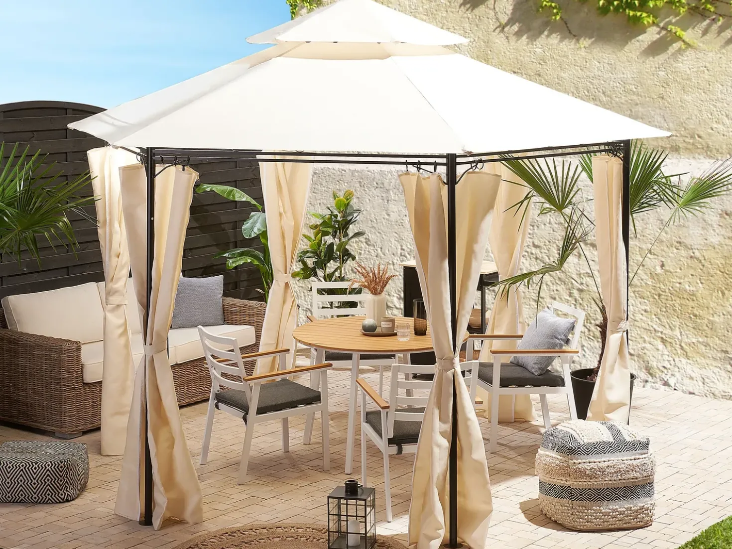 Gazebo PORTEL Metallo 350 cm 350 cm Beige