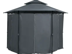 Gazebo PORTEL Metallo 350 cm 350 cm Grigio grafite