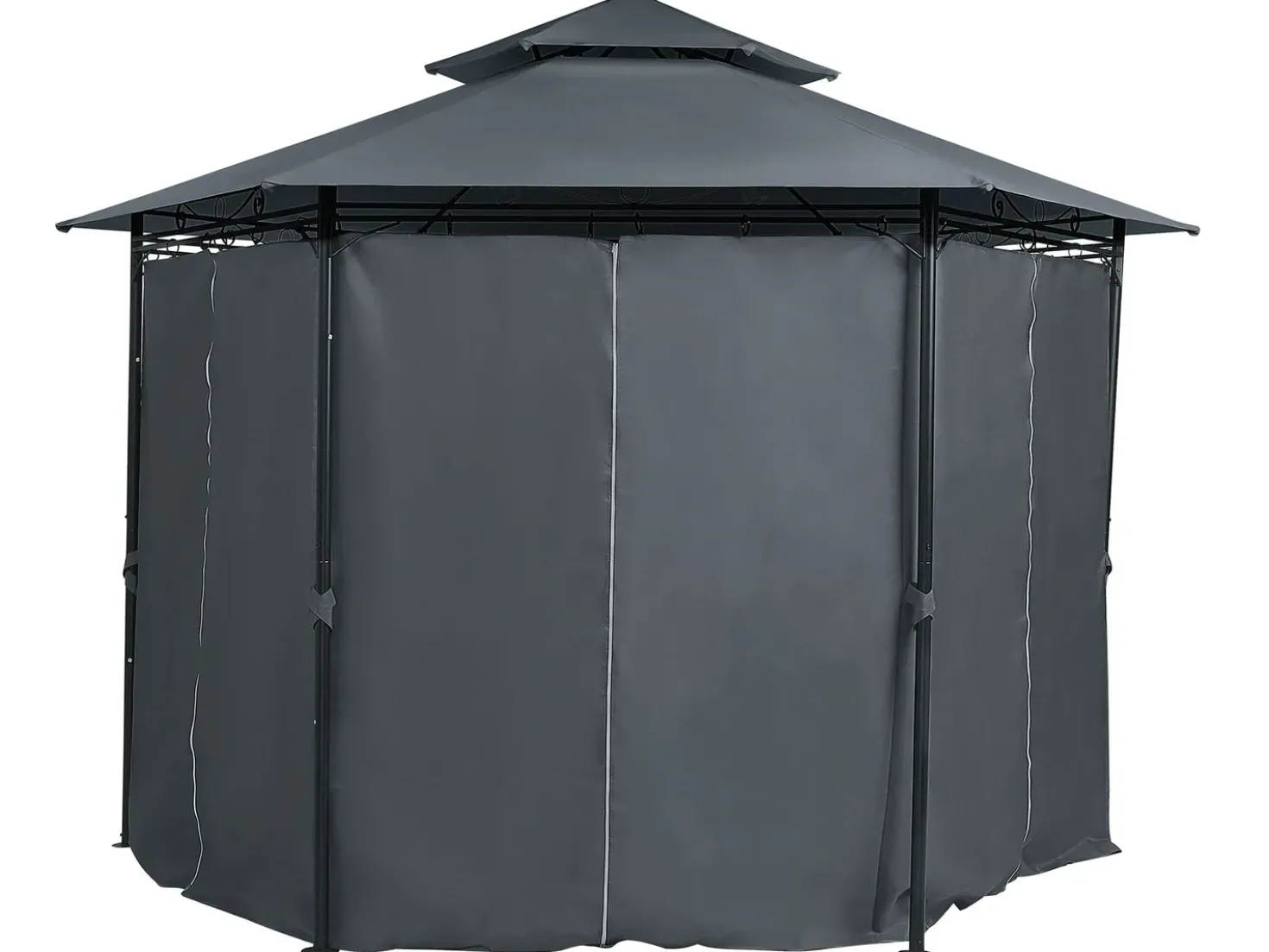Gazebo PORTEL Metallo 350 cm 350 cm Grigio grafite