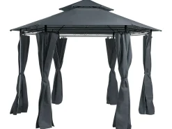 Gazebo PORTEL Metallo 350 cm 350 cm Grigio grafite
