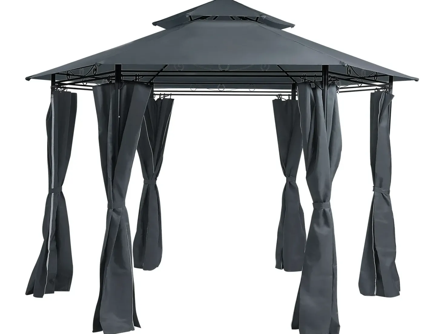 Gazebo PORTEL Metallo 350 cm 350 cm Grigio grafite