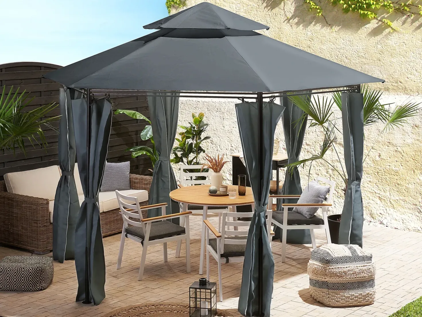 Gazebo PORTEL Metallo 350 cm 350 cm Grigio grafite