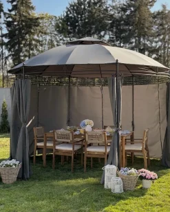 Gazebo SAFARA Metallo 368 cm 368 cm Grigio grafite