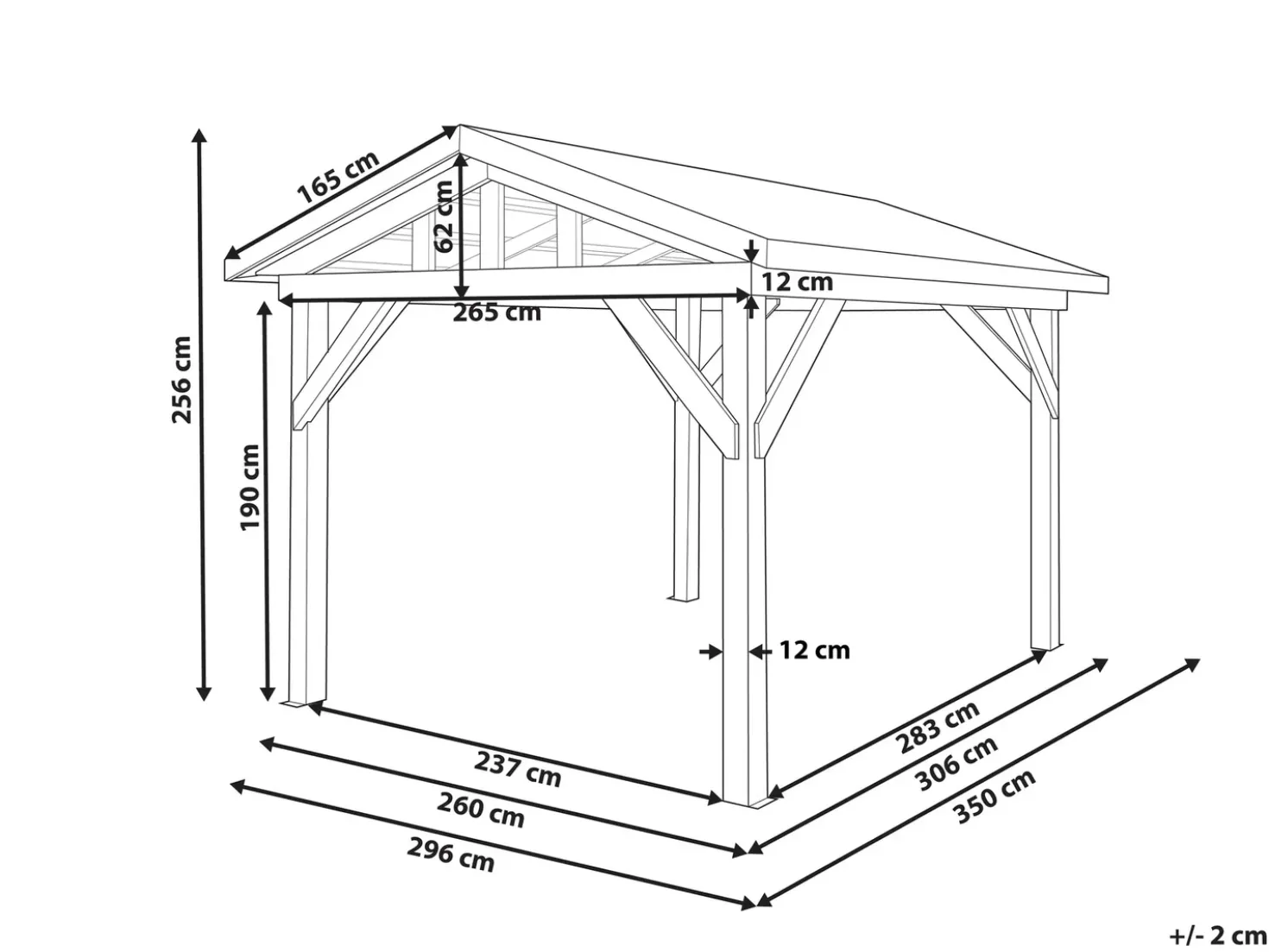 Gazebo SECCHIA Legno di abete 296 cm 350 cm Marrone/Grigio
