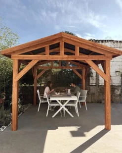 Gazebo SECCHIA Legno di abete 296 cm 350 cm Marrone/Grigio