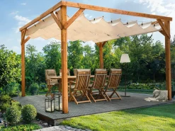 Gazebo VILLAROSA Legno di abete 320 cm 380 cm Marrone/Beige