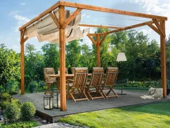 Gazebo VILLAROSA Legno di abete 320 cm 380 cm Marrone/Beige