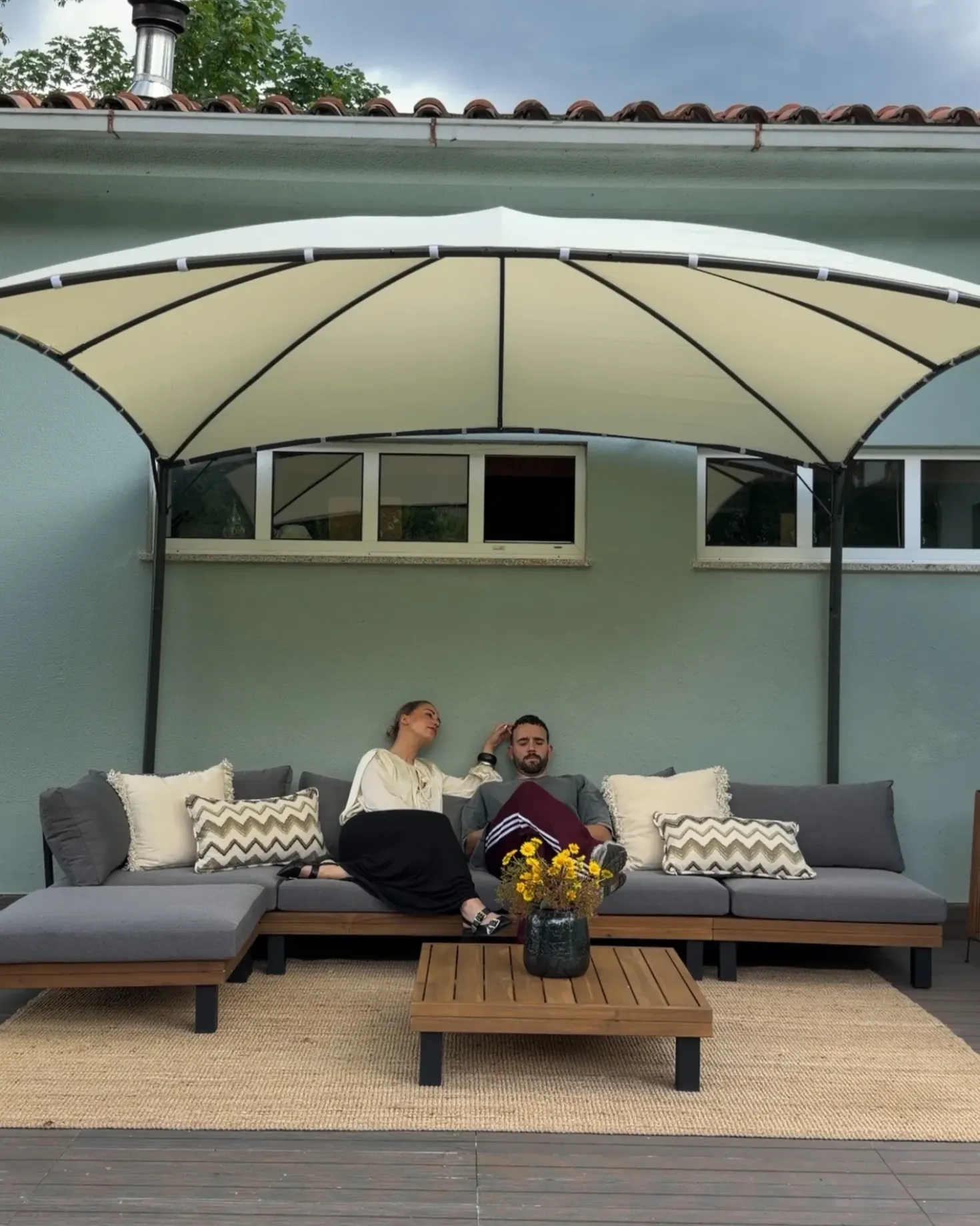 Gazebo VOMERO Metallo 305 cm 305 cm Beige