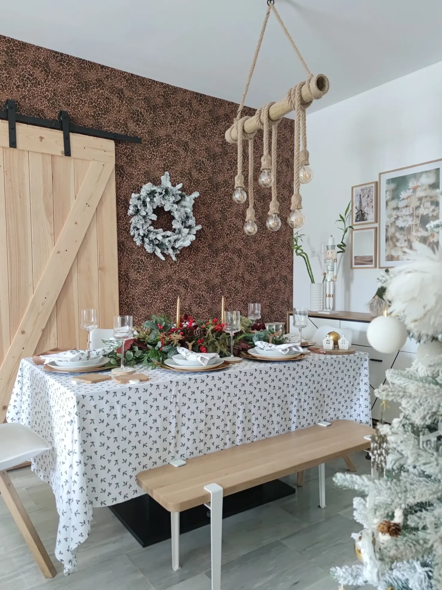 Ghirlanda natalizia innevata LED SUNDO Bianco 70 cm