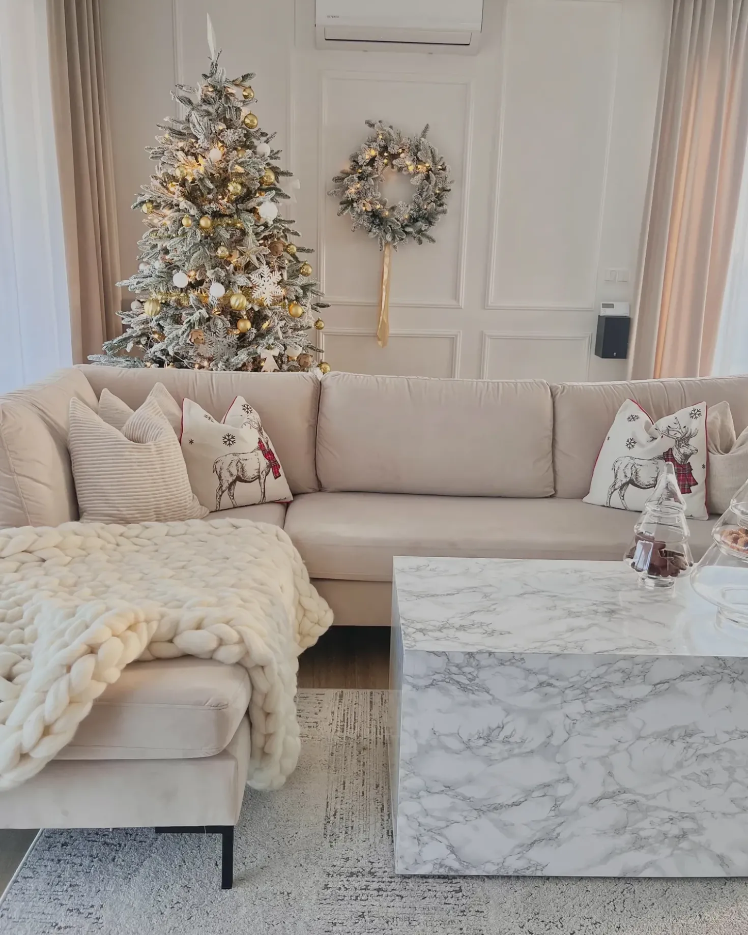 Ghirlanda natalizia innevata LED SUNDO Bianco 70 cm
