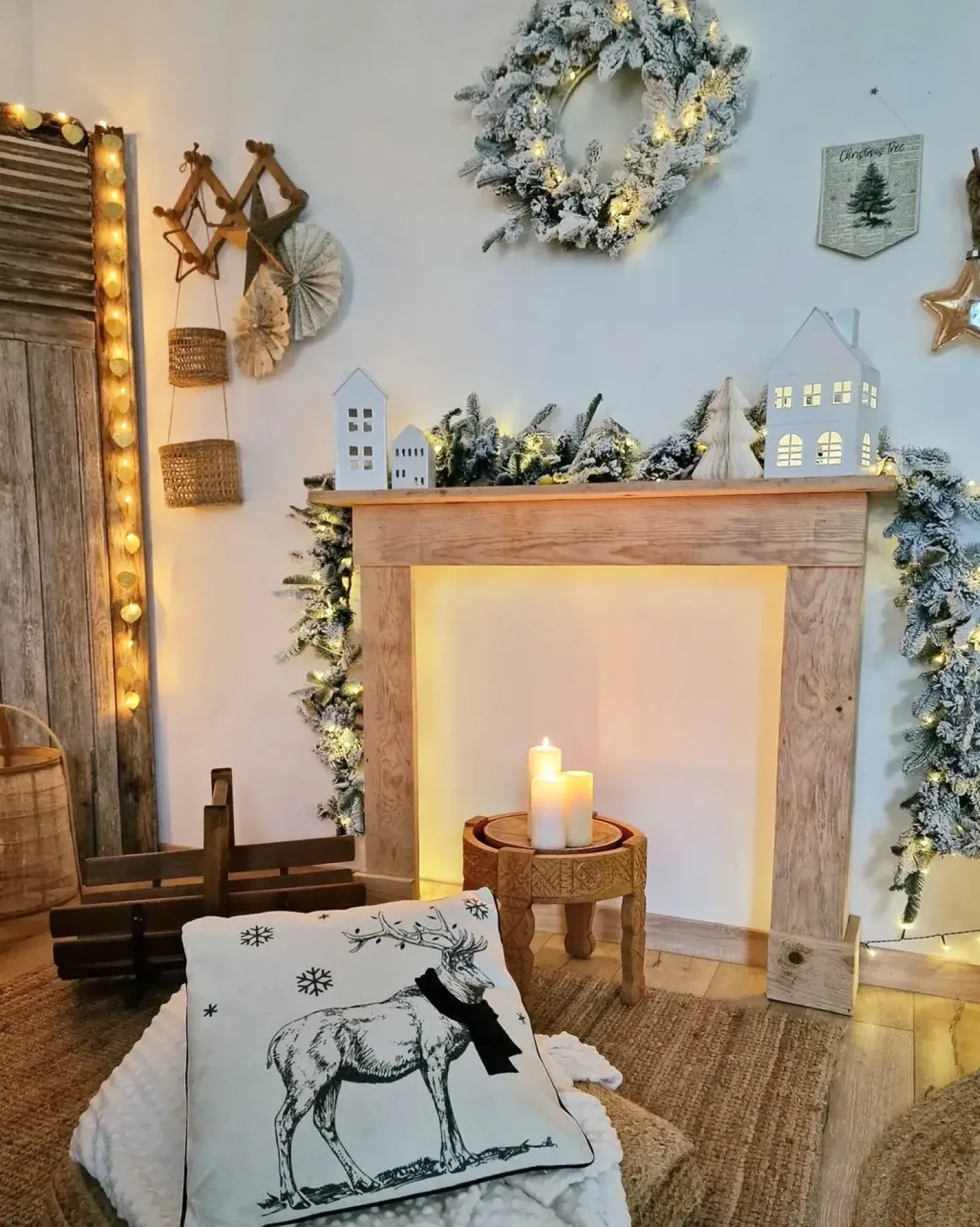 Ghirlanda natalizia innevata LED SUNDO Bianco 70 cm