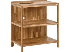 Isola per cucina esterna con lavello VENOSA Legno d'acacia Marrone/Nero Marrone