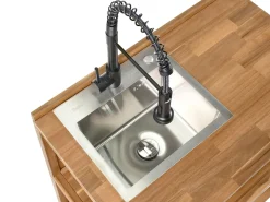 Isola per cucina esterna con lavello VENOSA Legno d'acacia Marrone/Nero Marrone