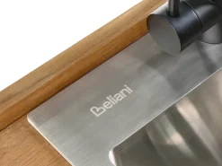 Isola per cucina esterna con lavello VENOSA Legno d'acacia Marrone/Nero Marrone