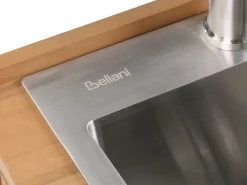 Isola per cucina esterna con lavello IVREA Legno di acacia certificato Marrone/Argento