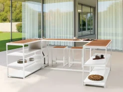 Isola per cucina esterna con lavello AVETRANA Metallo Marrone/Bianco